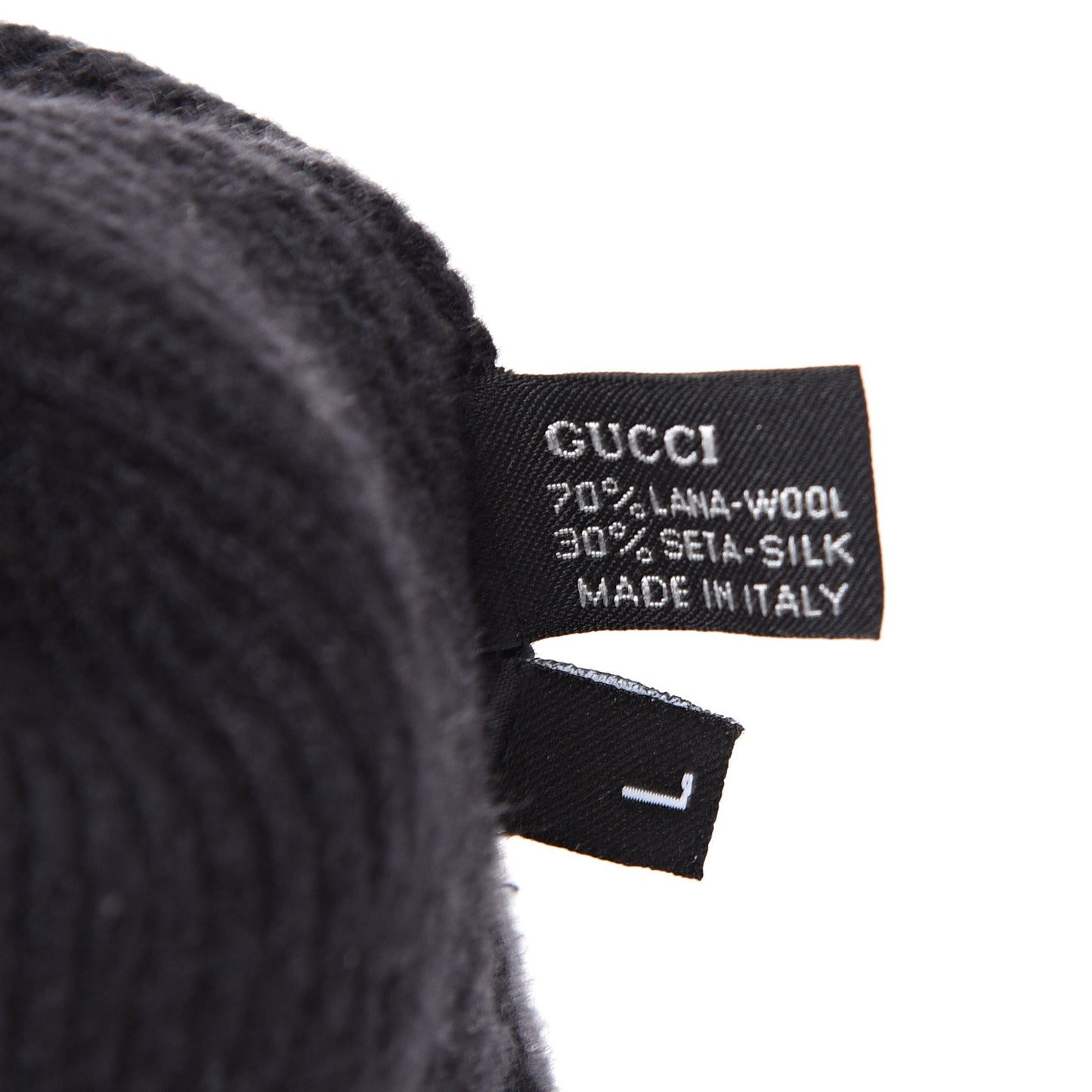 Wool Silk Web Beanie Hat L Black