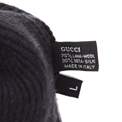 Gucci Wool Silk Web Beanie Hat L Black 4 of 4