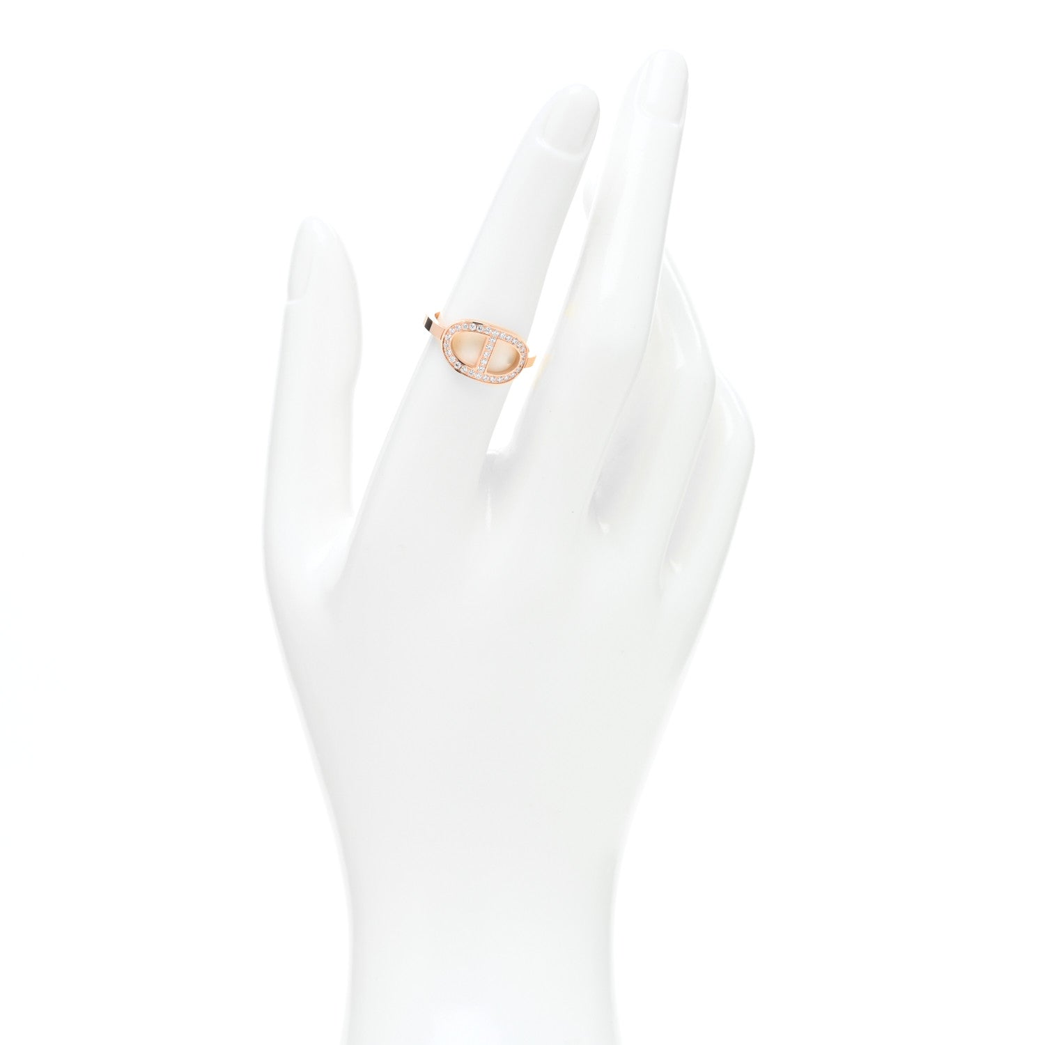 Hermes 18K Rose Gold Diamond MM Chaine d'Ancre Contour Ring 54 6.75 2 of 5