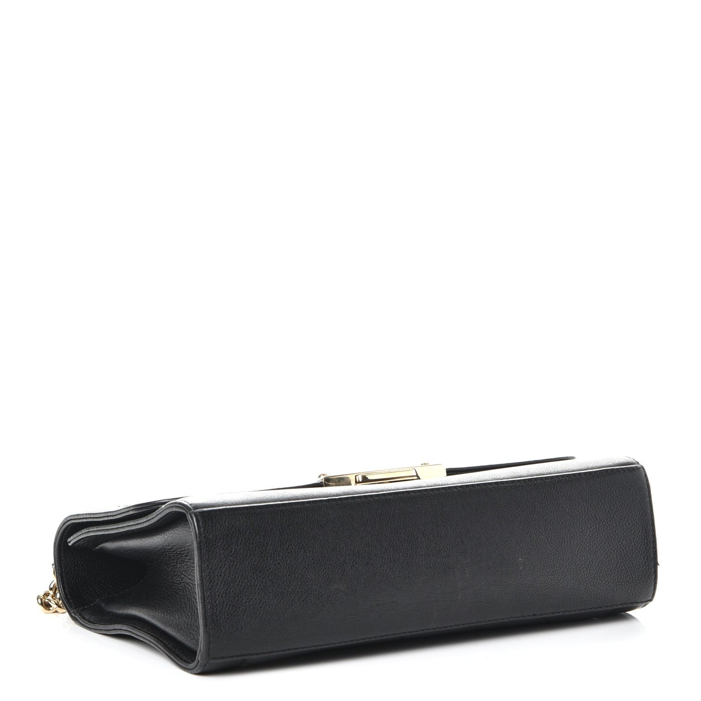 Grained Calfskin Quilted Medium Label Click Flap Bag Black