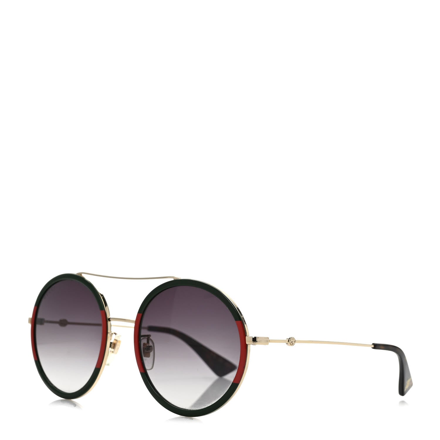 Gucci Metal Round Frame Sunglasses GG0061S Green Red 1 of 8