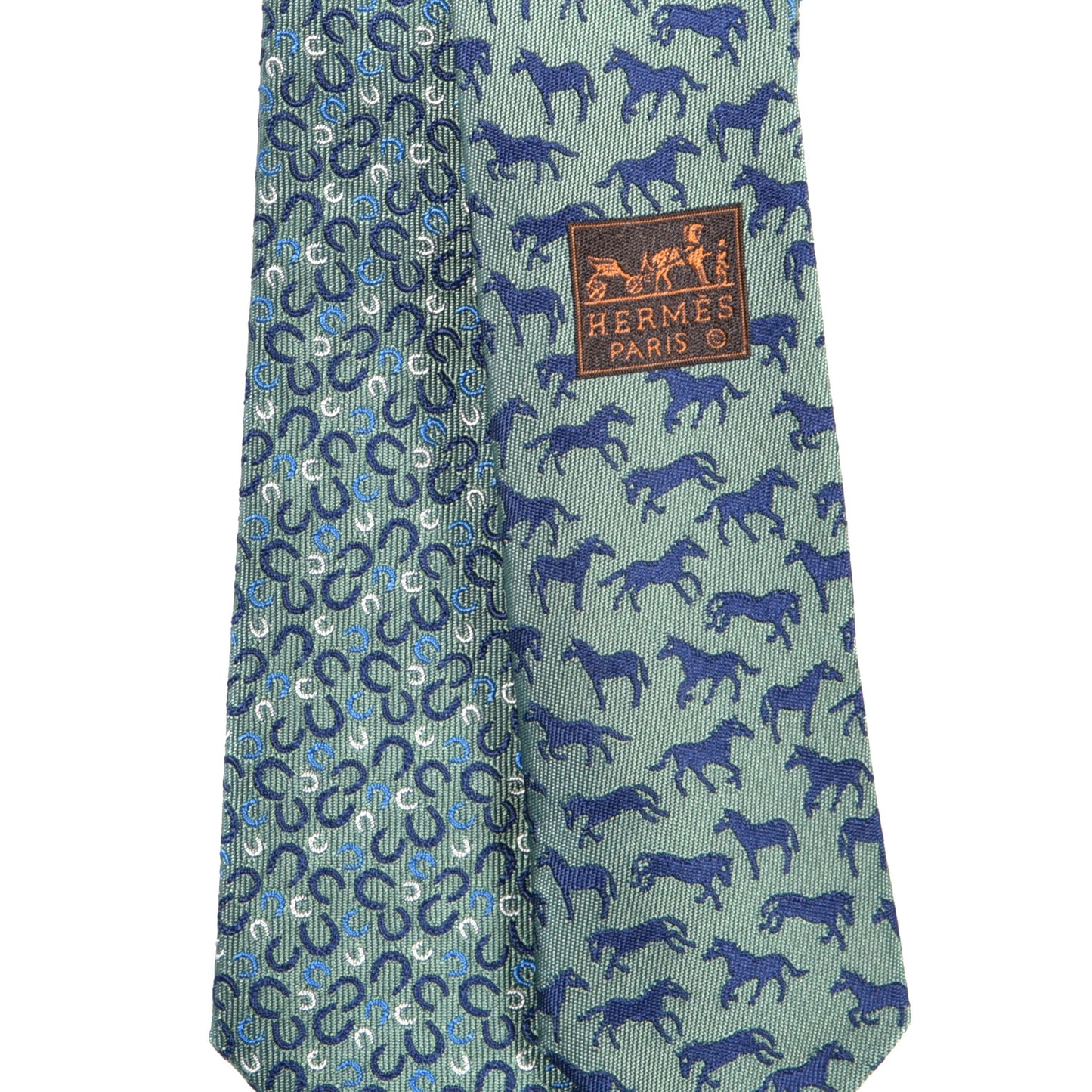 Silk 7 Galop En Vrac Mens Neck Tie Vert Amande Marine Azur