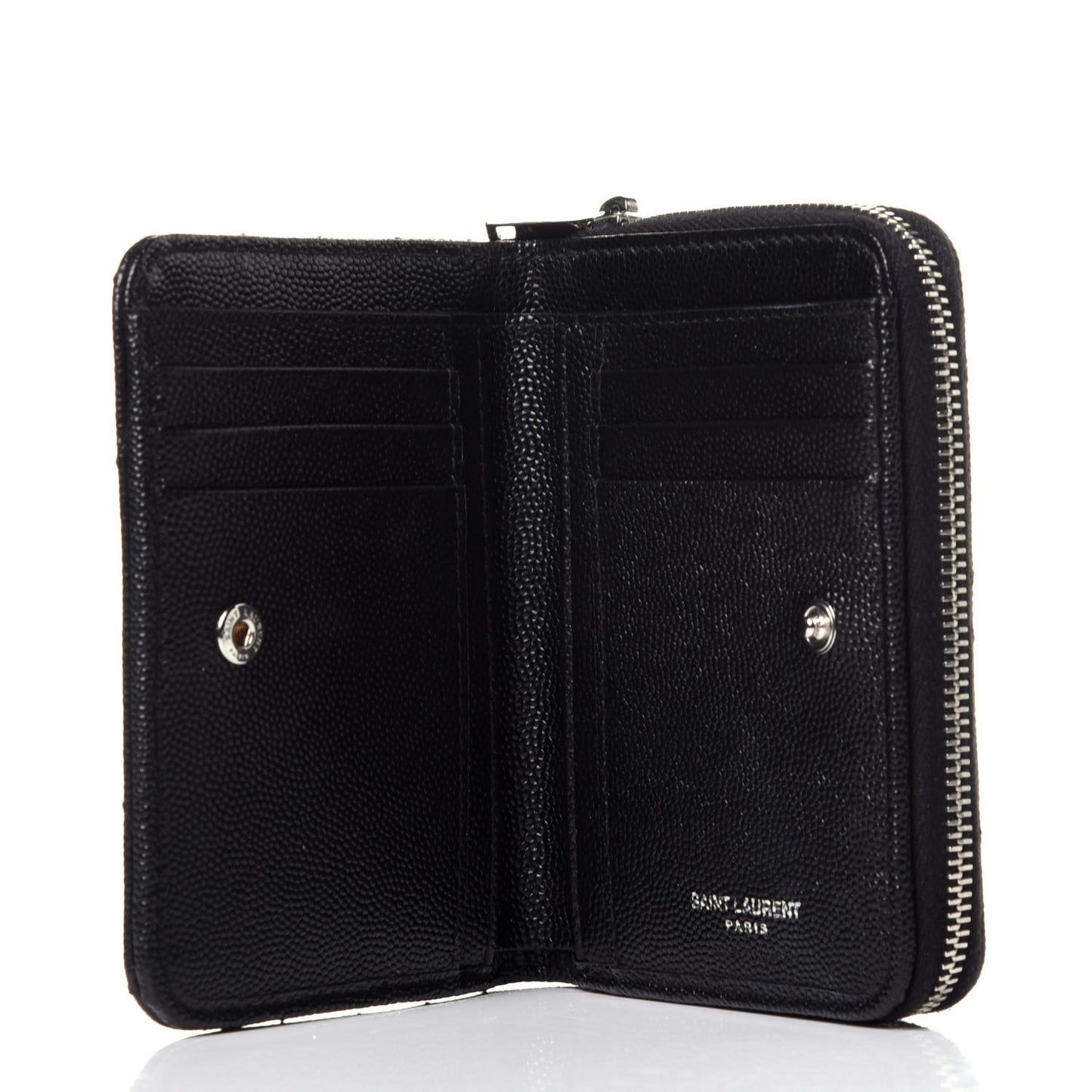 Grain De Poudre Matelasse Chevron Monogram Compact Zip Around Wallet Black