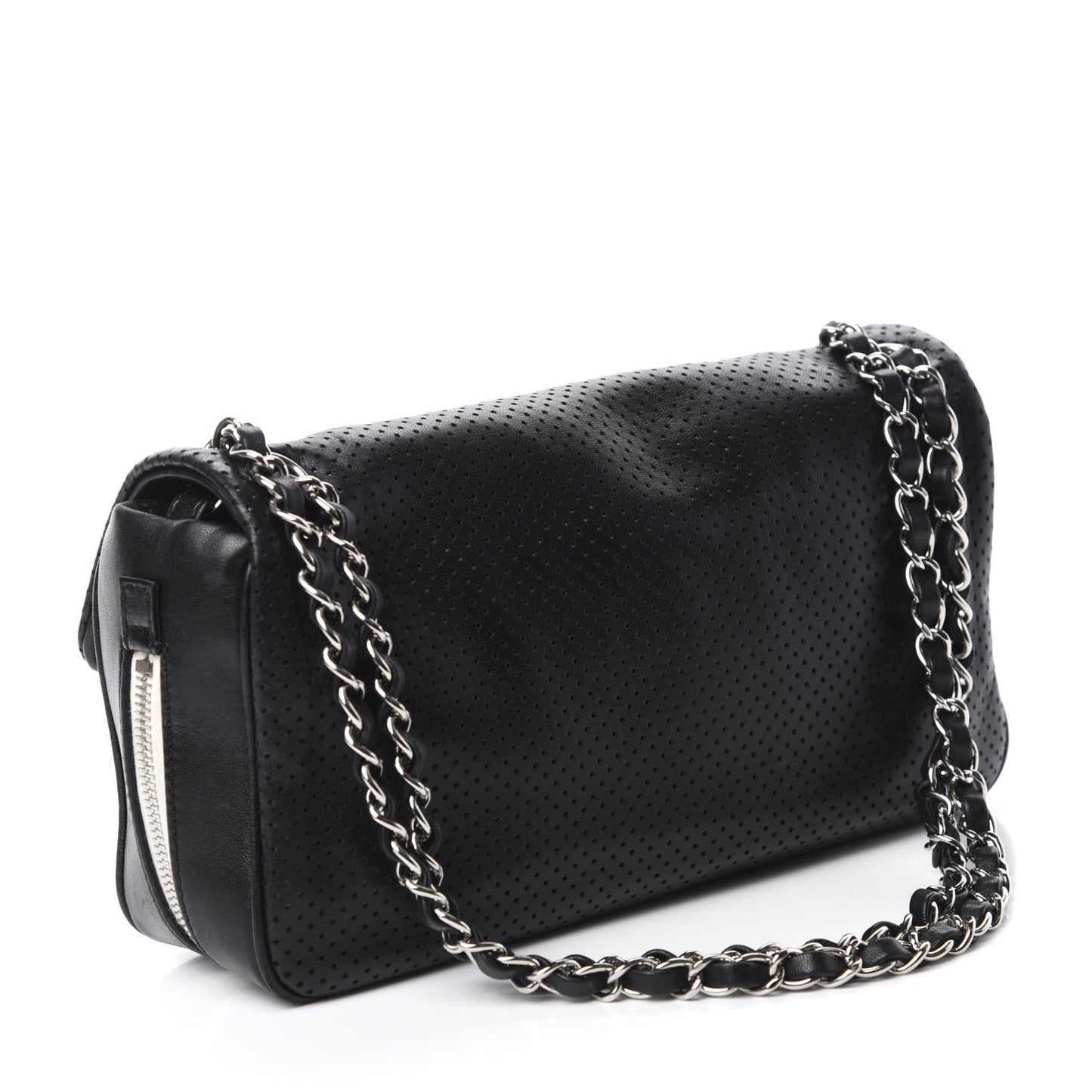 Lambskin Perforated Medium Baseball Spirit Flap Black