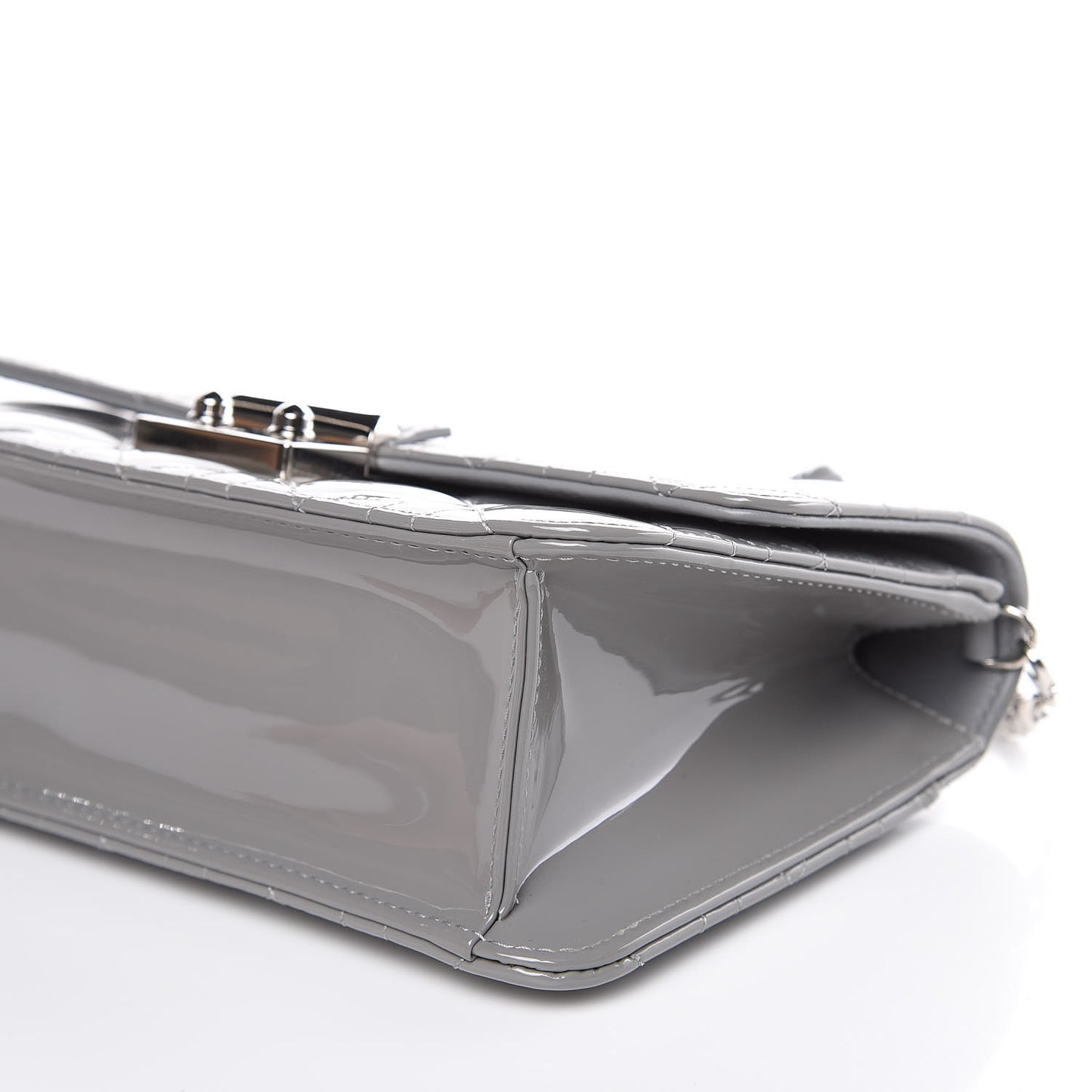 Patent Cannage Miss Dior Promenade Pouch Grey