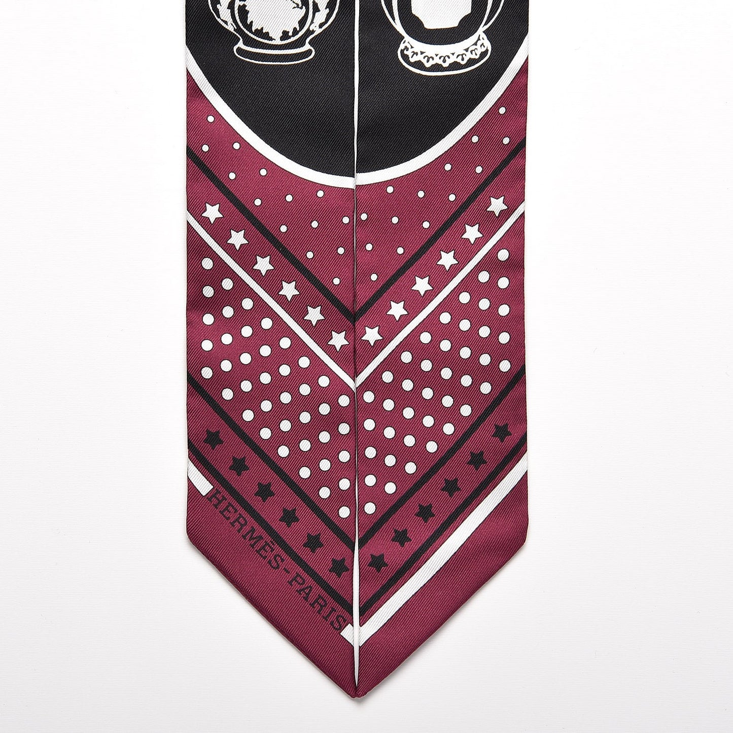 Silk Les Flacons Bandana Twilly Prune Noir Blanc