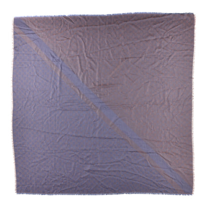 Gucci Wool Silk Monogram GGWeb Fringe Shawl Taupe Sky Blue 1 of 5