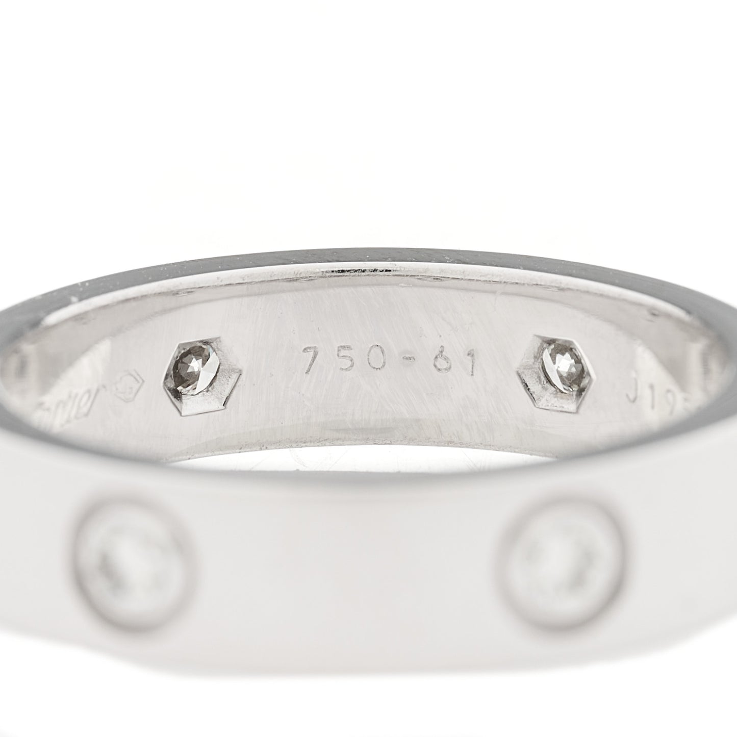 18K White Gold 6 Diamond 5.5mm LOVE Ring 61 9.5