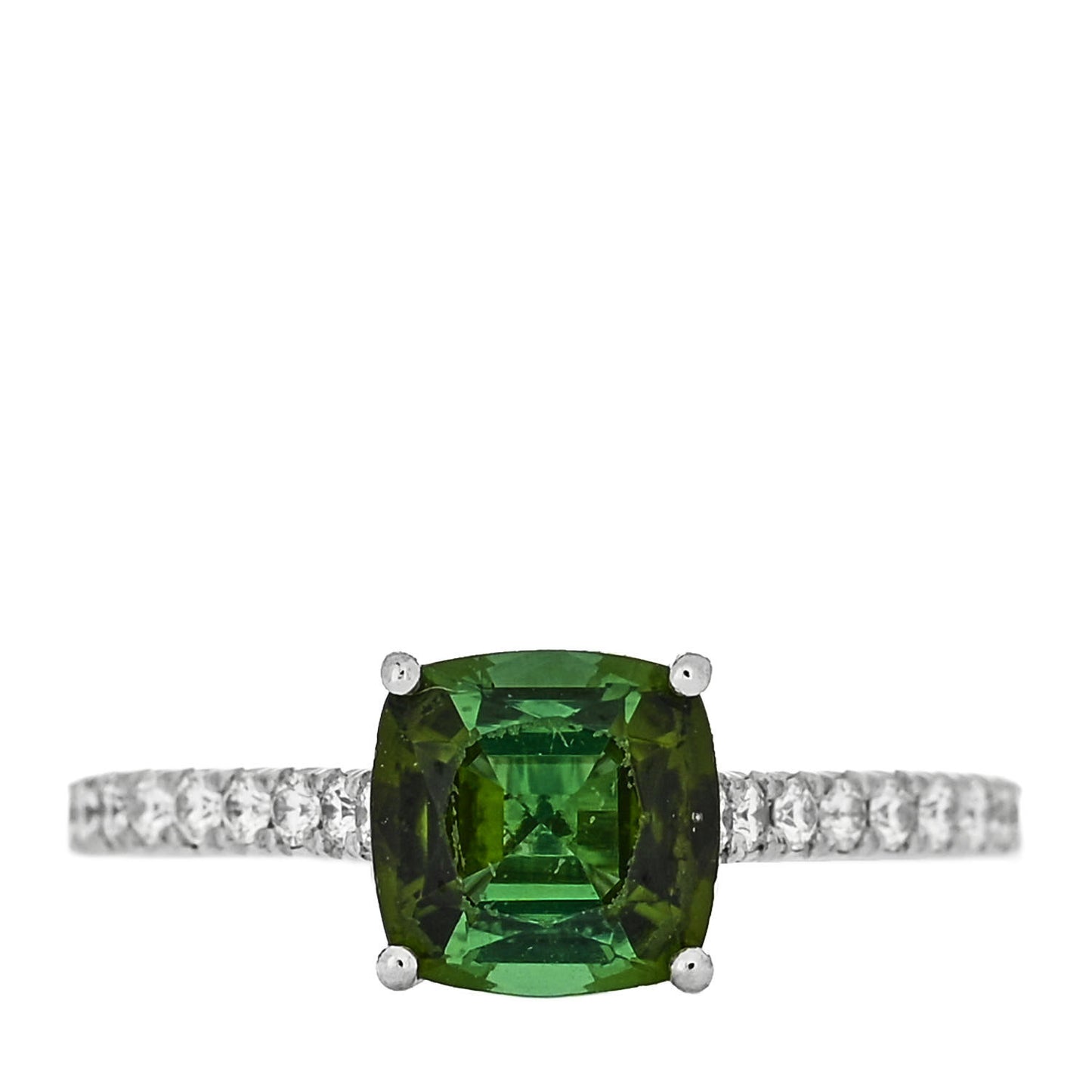 Platinum Diamond Green Tourmaline Legacy Ring 49 4.75