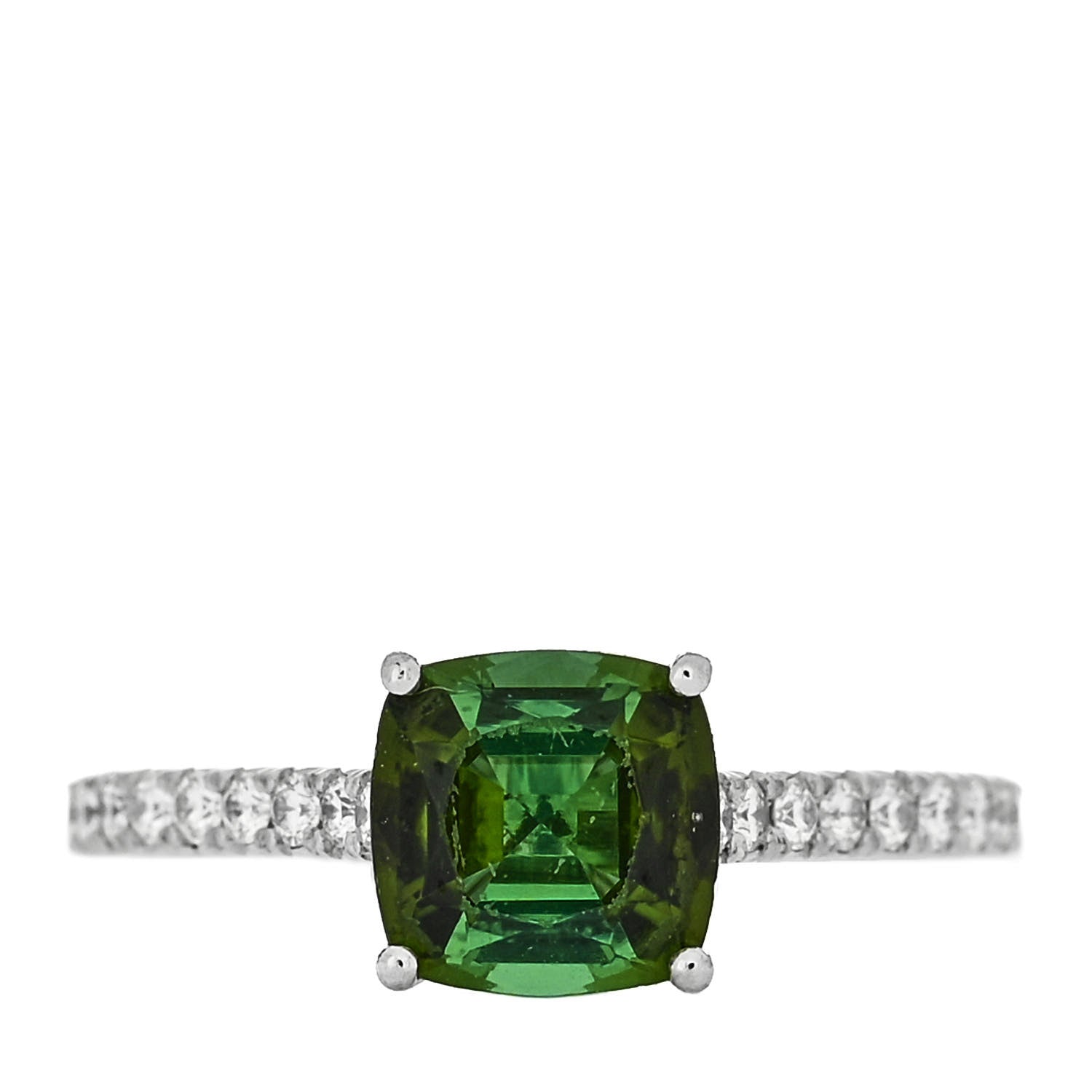 Tiffany Platinum Diamond Green Tourmaline Legacy Ring 49 4.75 1 of 6