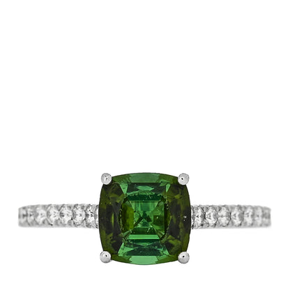 Tiffany Platinum Diamond Green Tourmaline Legacy Ring 49 4.75 1 of 6