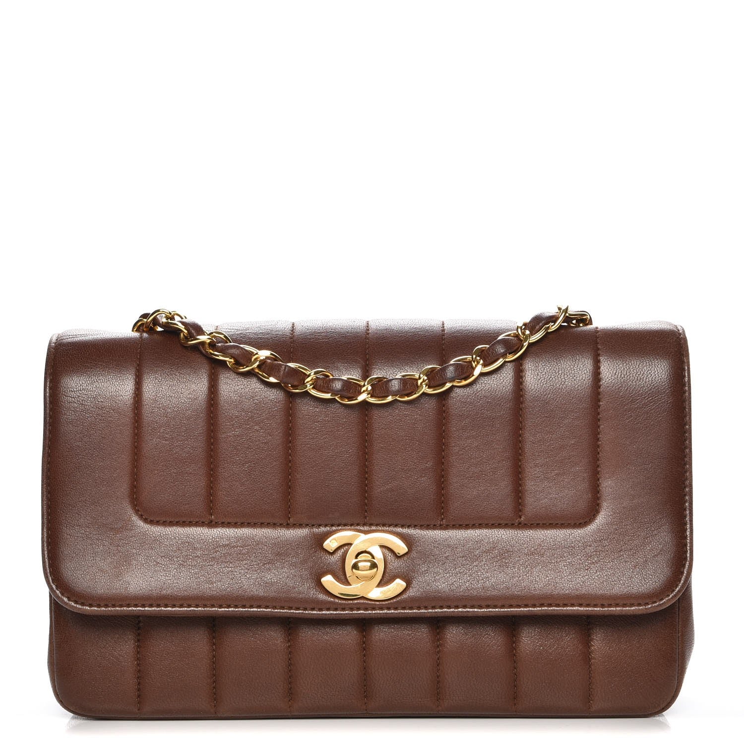 Chanel Lambskin Vertical Quilted Small Single Flap Brown 1 of 7