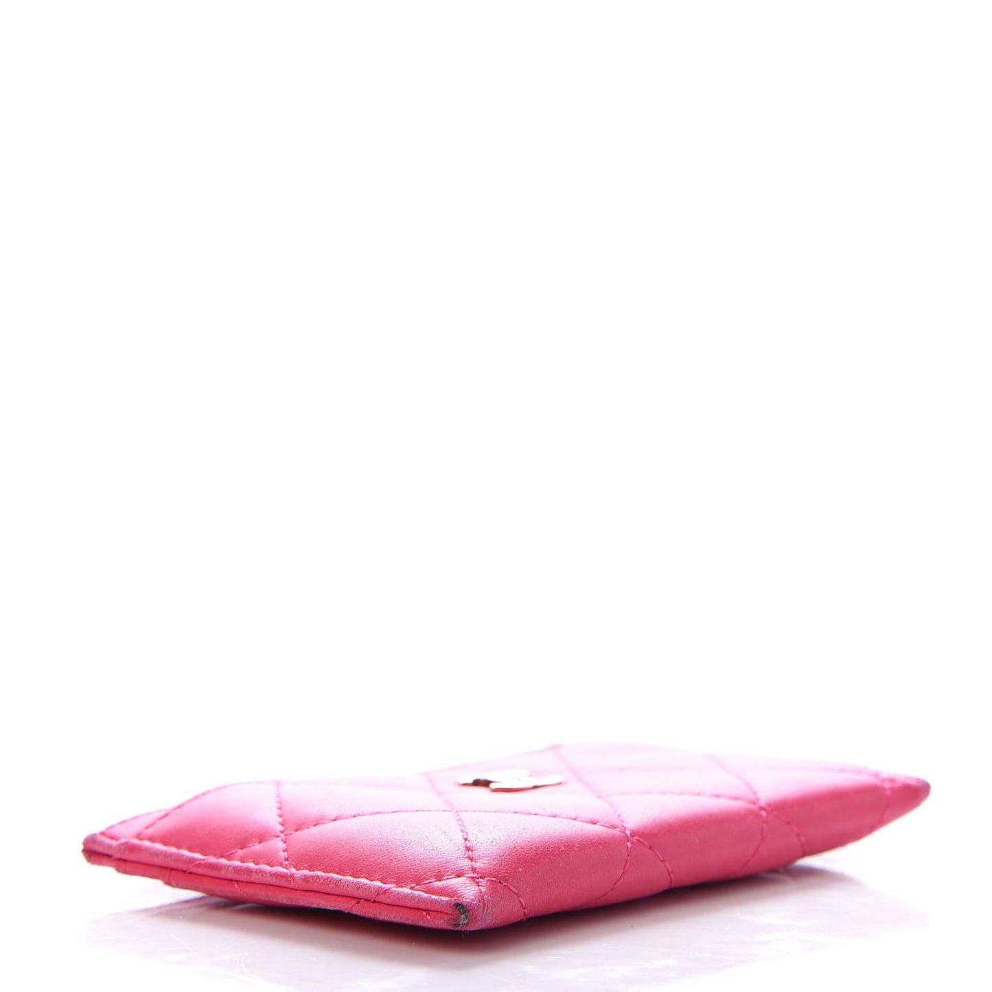 Lambskin Quilted Card Holder Pink