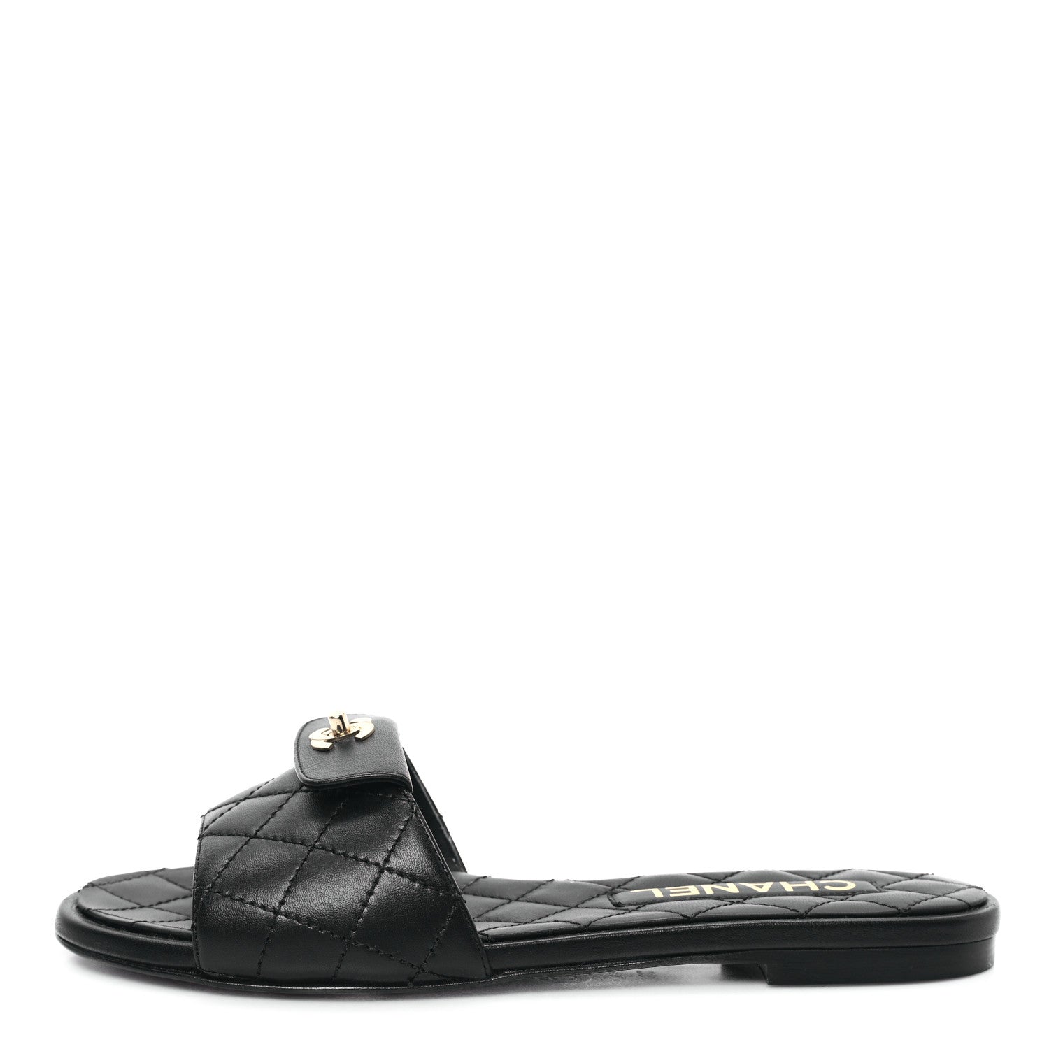 Chanel Lambskin Quilted CC Turnlock Sandals 36 Black 1 of 10