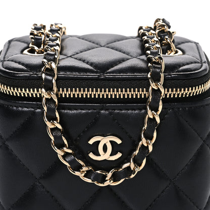 Chanel Lambskin Quilted Mini Vanity Case With Chain Black 7 of 9