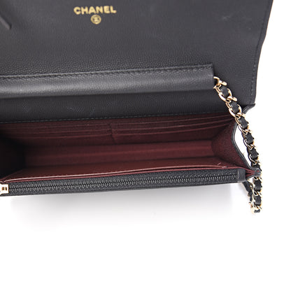 Chanel Caviar Chevron Quilted Wallet On Chain WOC Black 4 of 11