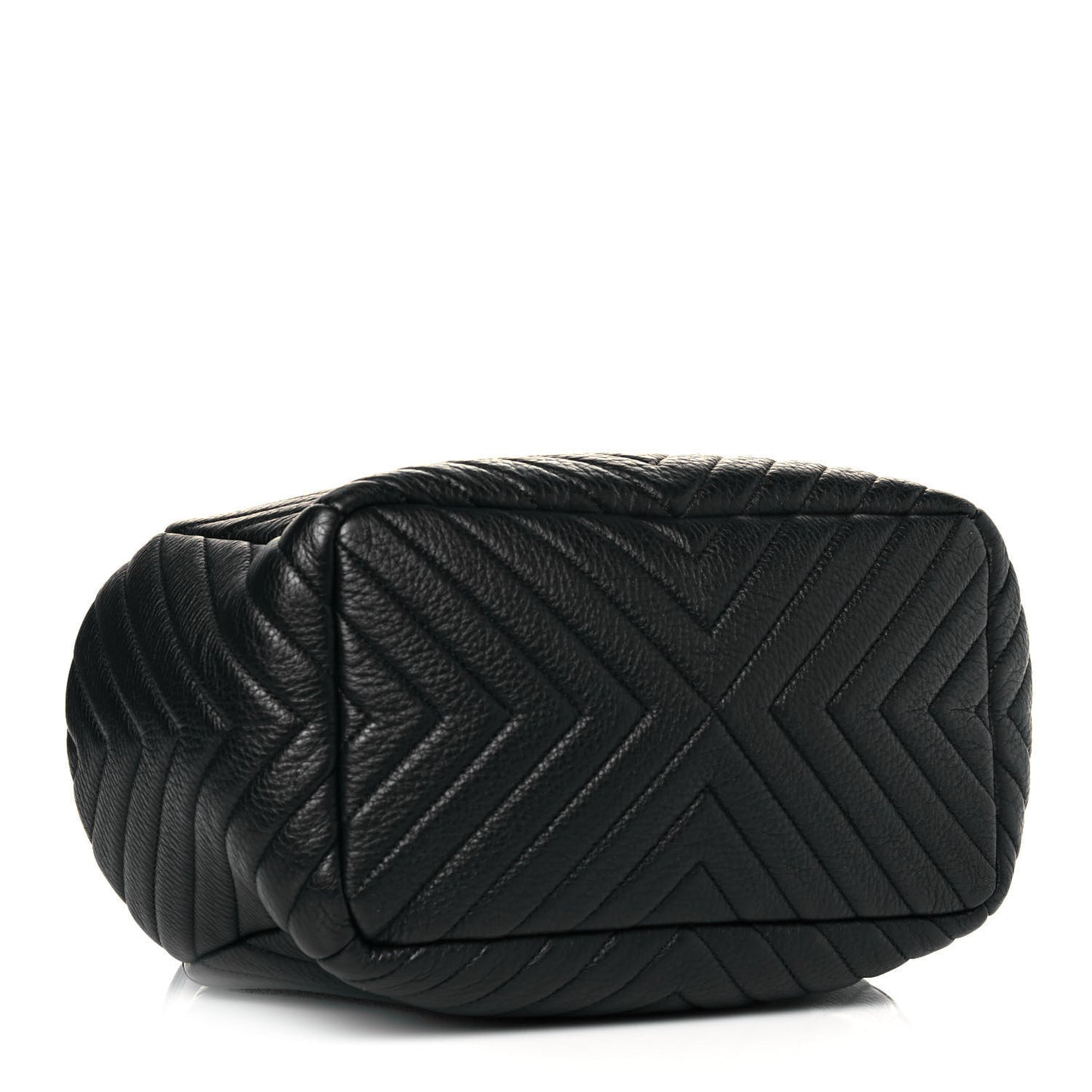 Deerskin Chevron Large CC Chain Bucket Drawstring Bag Black
