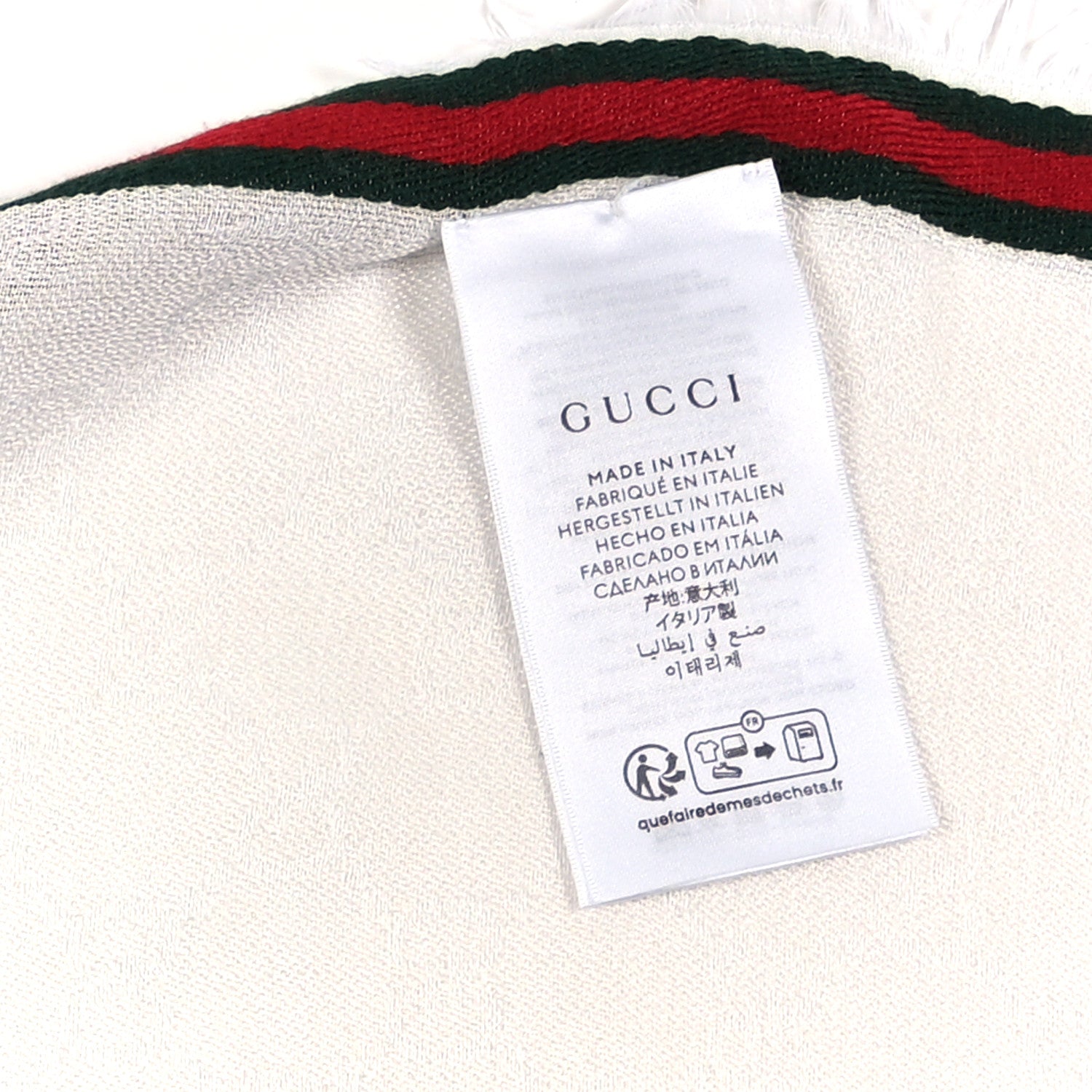 Gucci Silk Cotton Web Fringe Stole White Dark 4 of 4