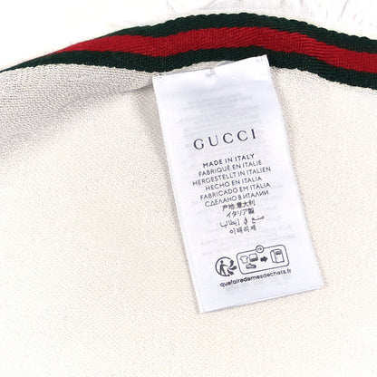 Gucci Silk Cotton Web Fringe Stole White Dark 4 of 4