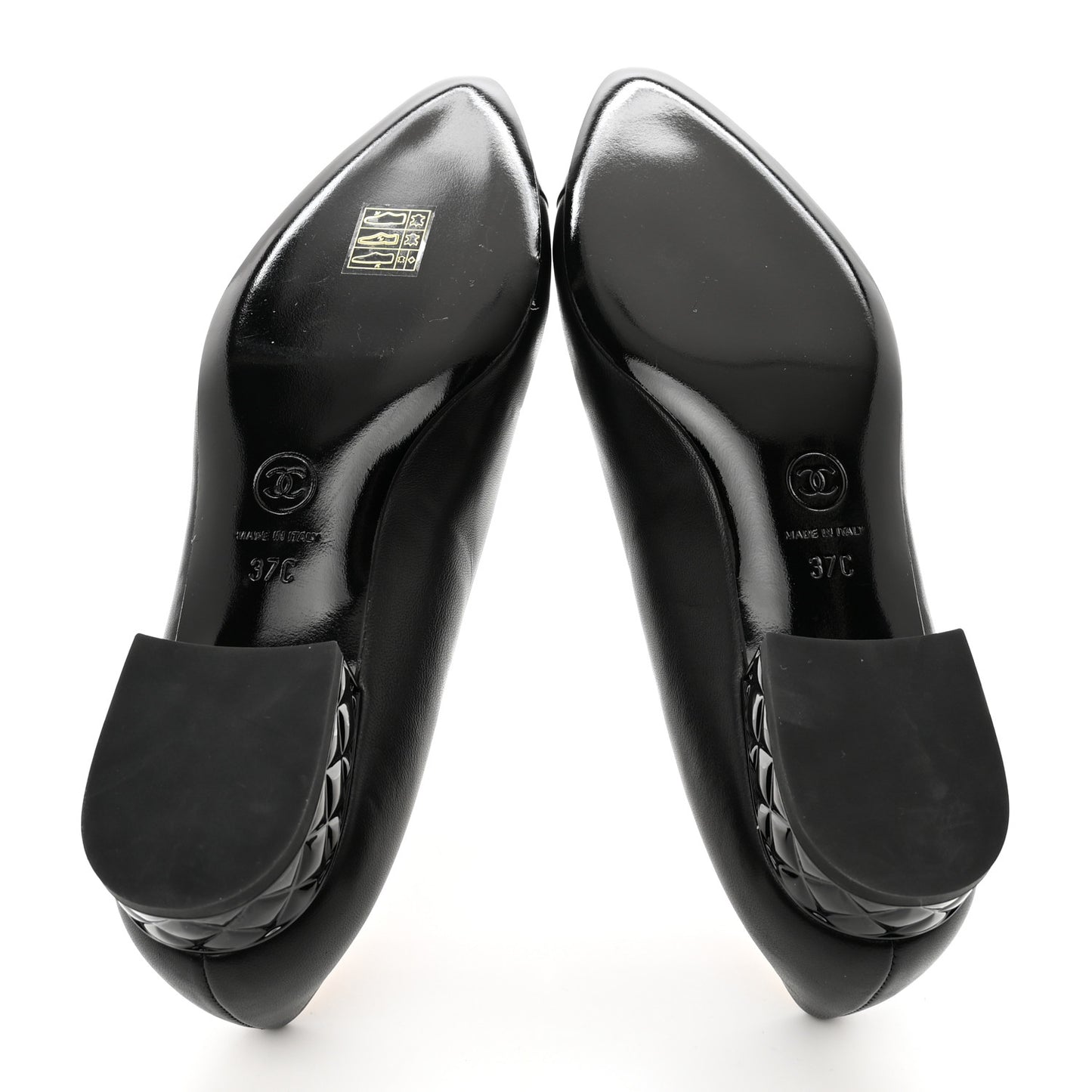 Lambskin Patent Quilted CC Cap Toe Mocassin Loafer 37 Black