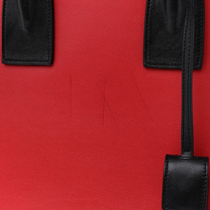 Saint Laurent SAINT LAURENT Calfskin Bi-Color Nano Sac De Jour Red Black 14 of 21