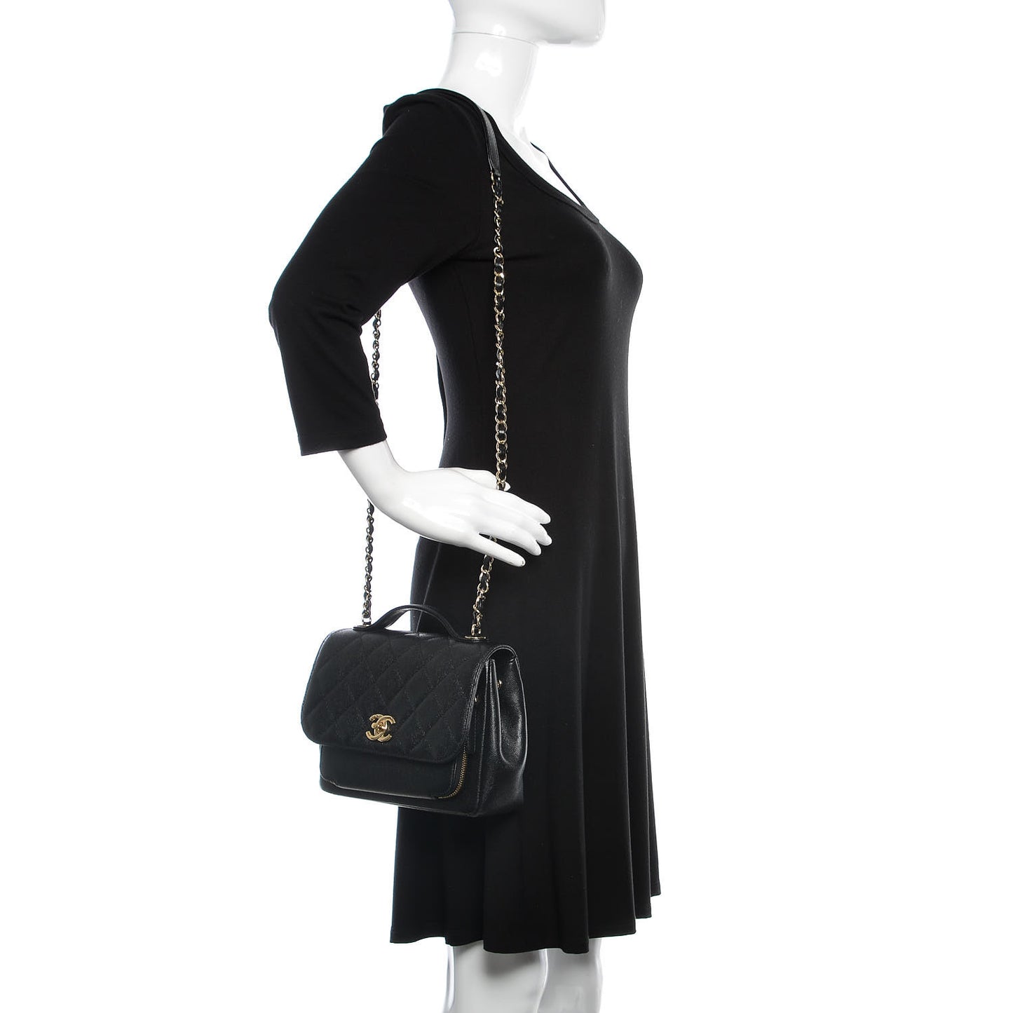 Caviar Quilted Medium Business Affinity Flap Black