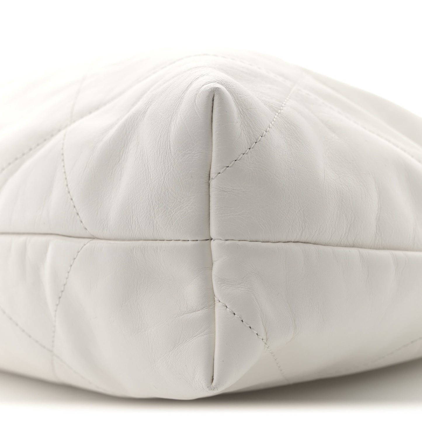 Shiny Calfskin Quilted Chanel 22 East West White