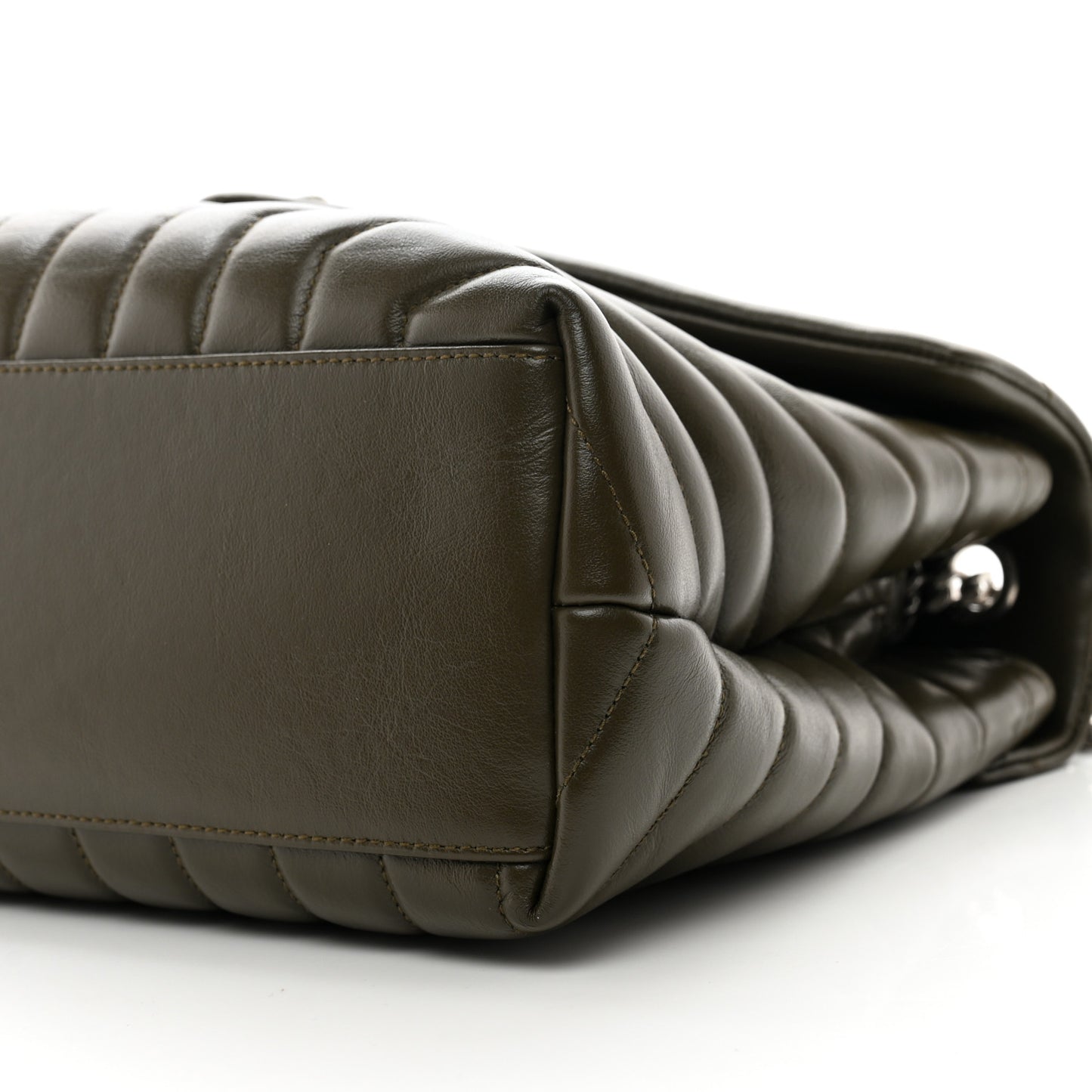 Calfskin Y Quilted Monogram Medium Loulou Chain Satchel Khaki Fonce