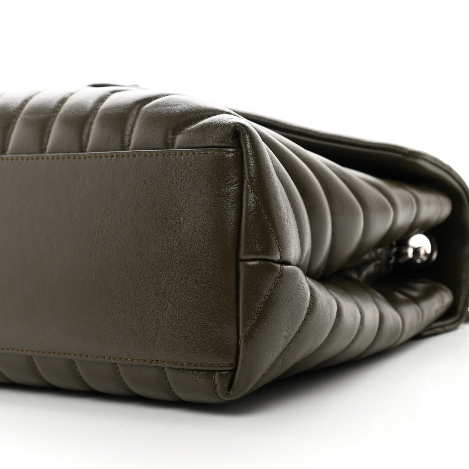 Saint Laurent Calfskin Y Quilted Monogram Medium Loulou Chain Satchel Khaki Fonce 11 of 11