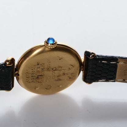 Cartier Sterling Silver Vermeil Lizard 23mm Must De Cartier Quartz Watch Black 6 of 11