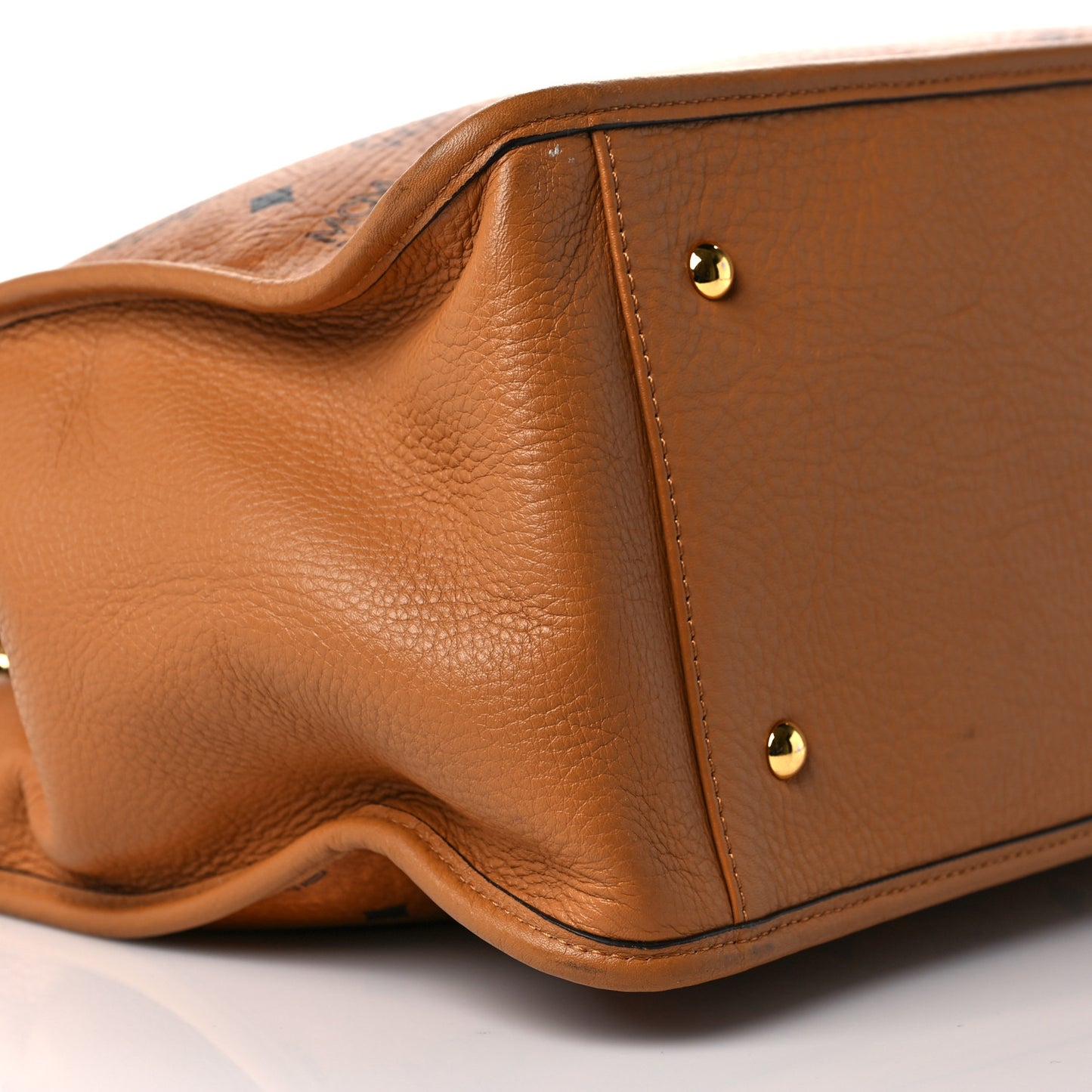 Visetos Calfskin Crocodile Embossed Double Zip Tote Cognac