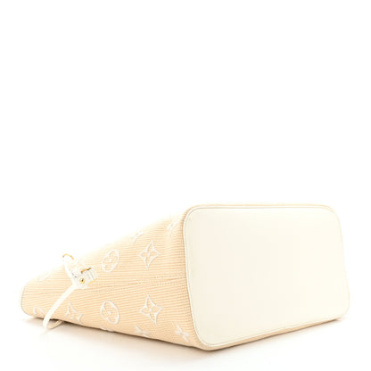 Louis Vuitton Cotton Monogram Embroidered Neverfull MM Beige White 5 of 10