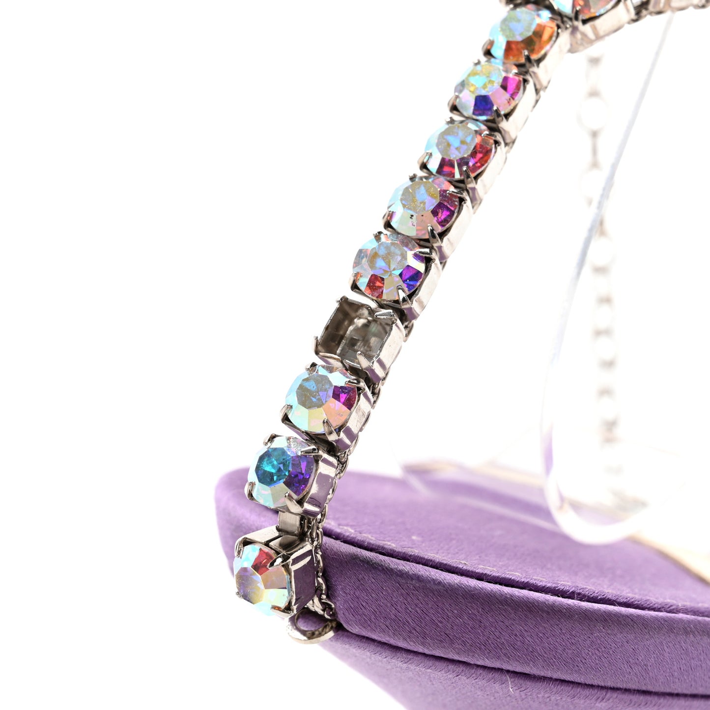Satin PVC Crystal Saeda 100 Sandals 40 Wisteria