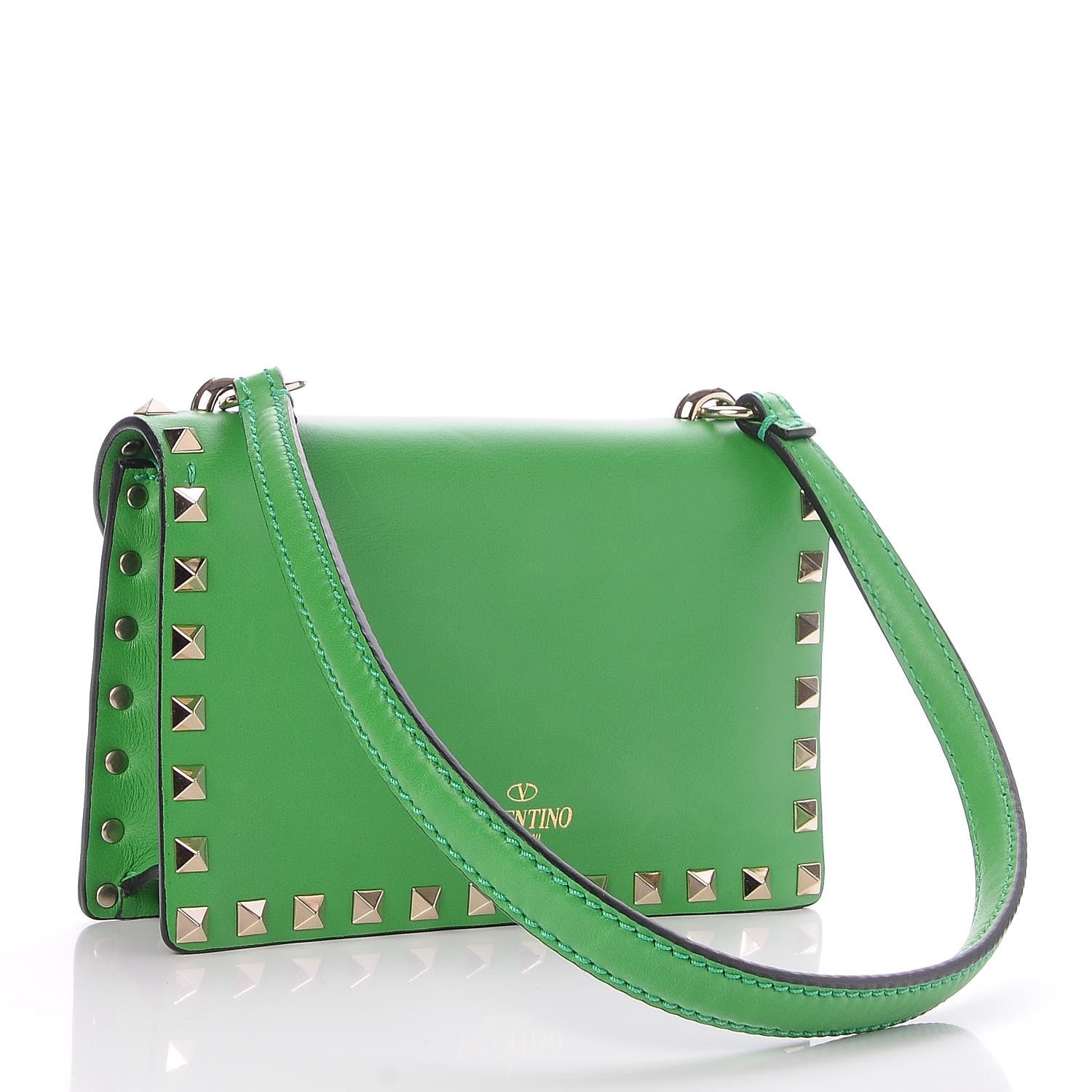 Valentino Garavani Vitello Mini Rockstud Shoulder Flap Bag Green 3 of 7