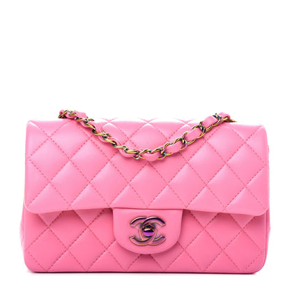 Chanel Lambskin Quilted Mini Rectangular Flap Pink Yellow 1 of 10