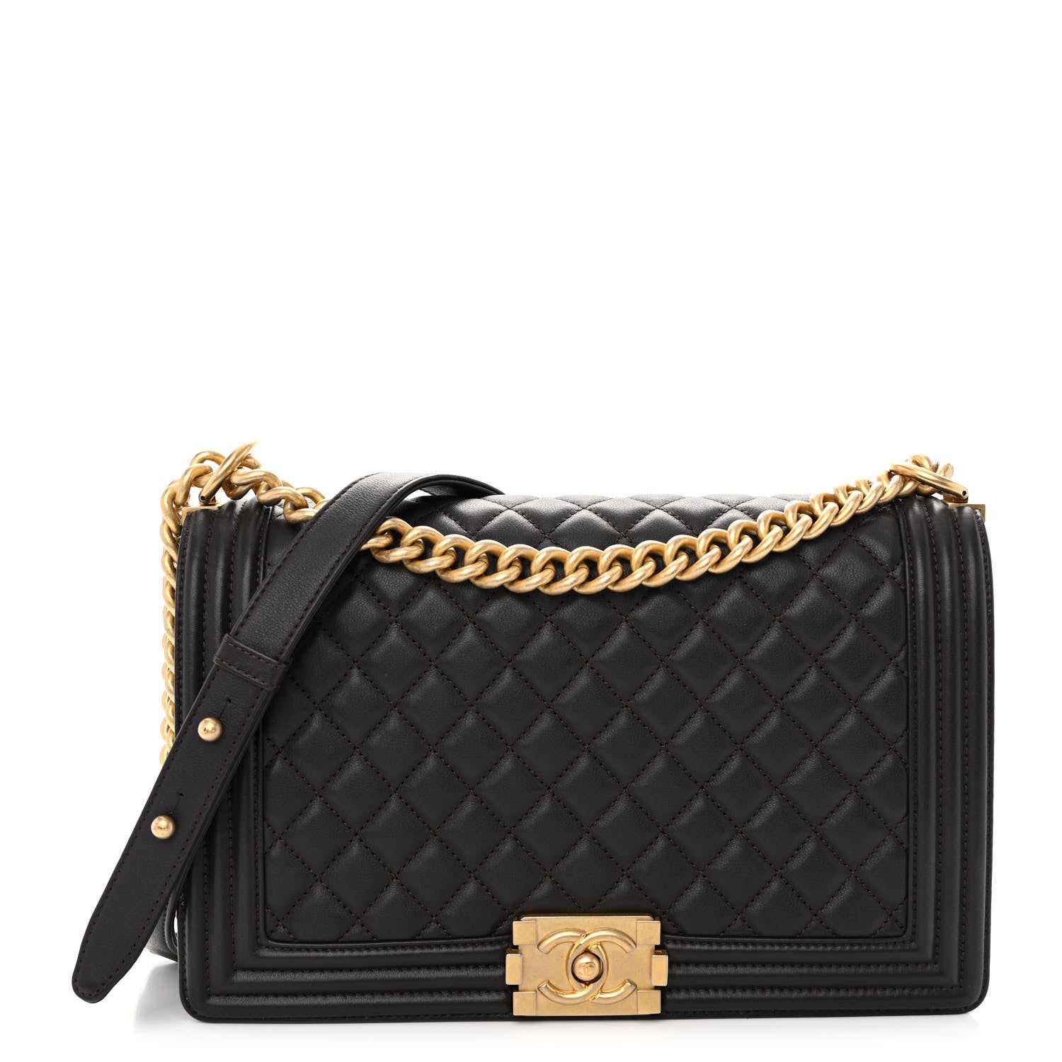 Chanel Calfskin Quilted New Medium Boy Flap Dark Brown 1 of 10