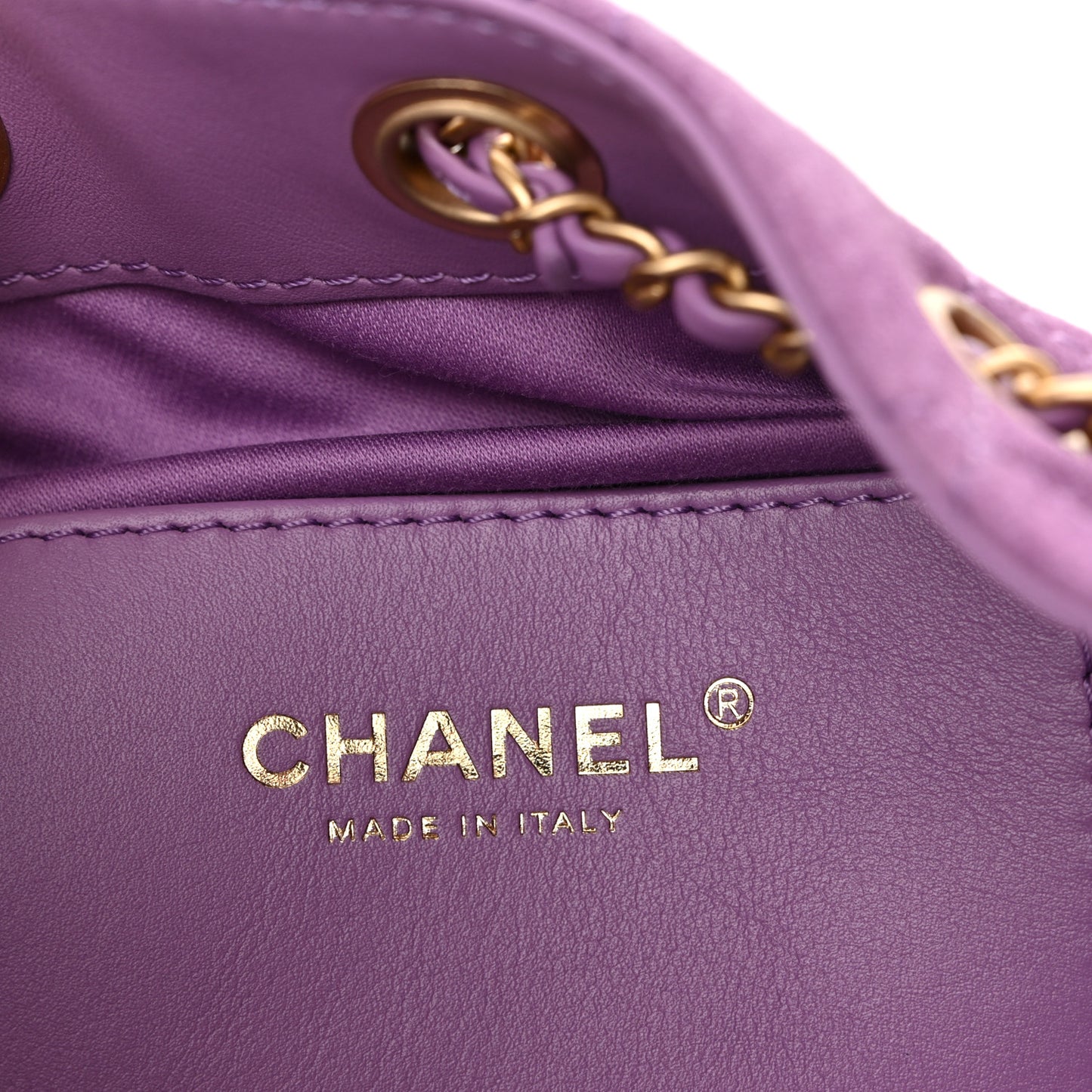 Suede Quilted Mini Chanel 25 Handbag Purple