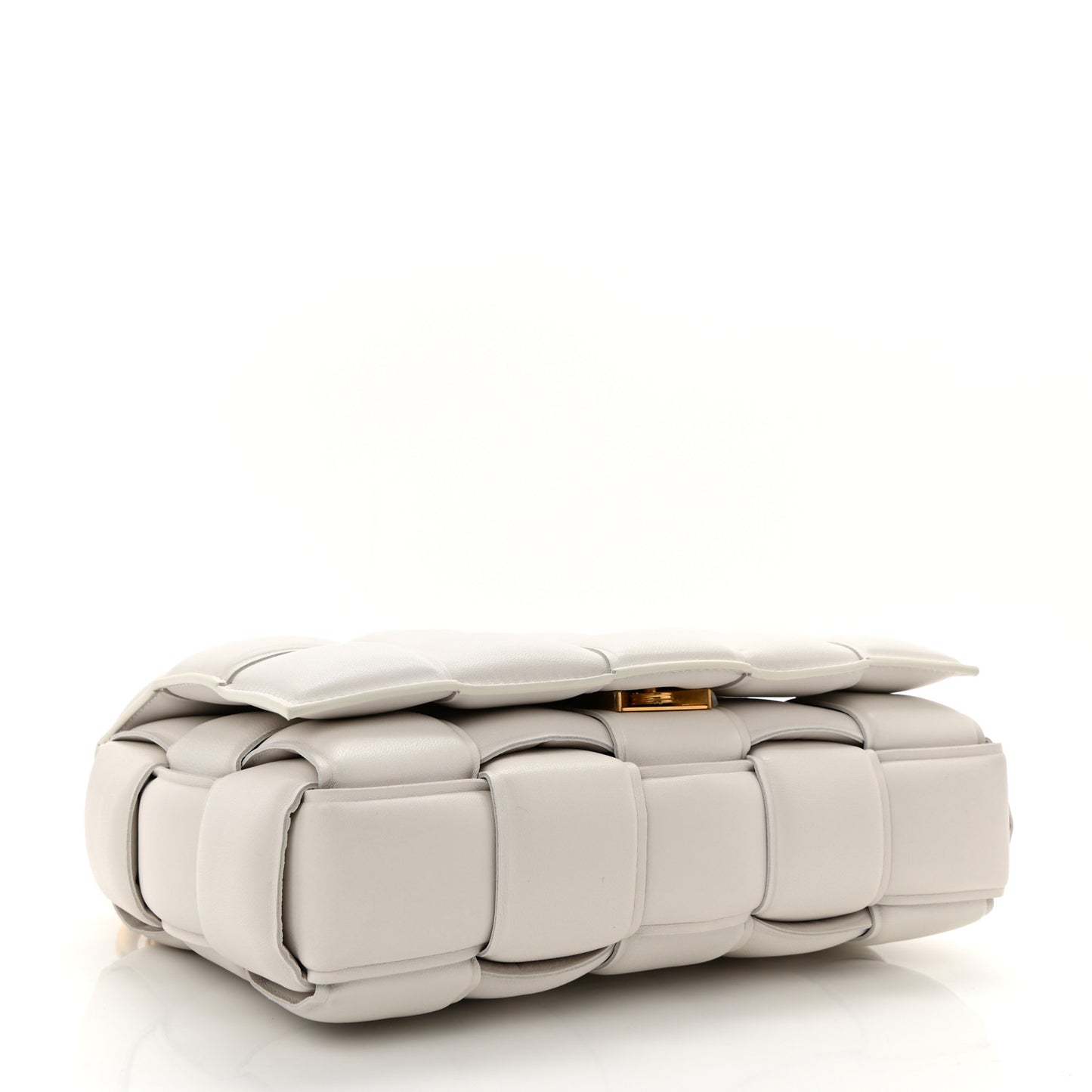 Lambskin Maxi Intreccio Padded Chain Cassette Crossbody Bag White