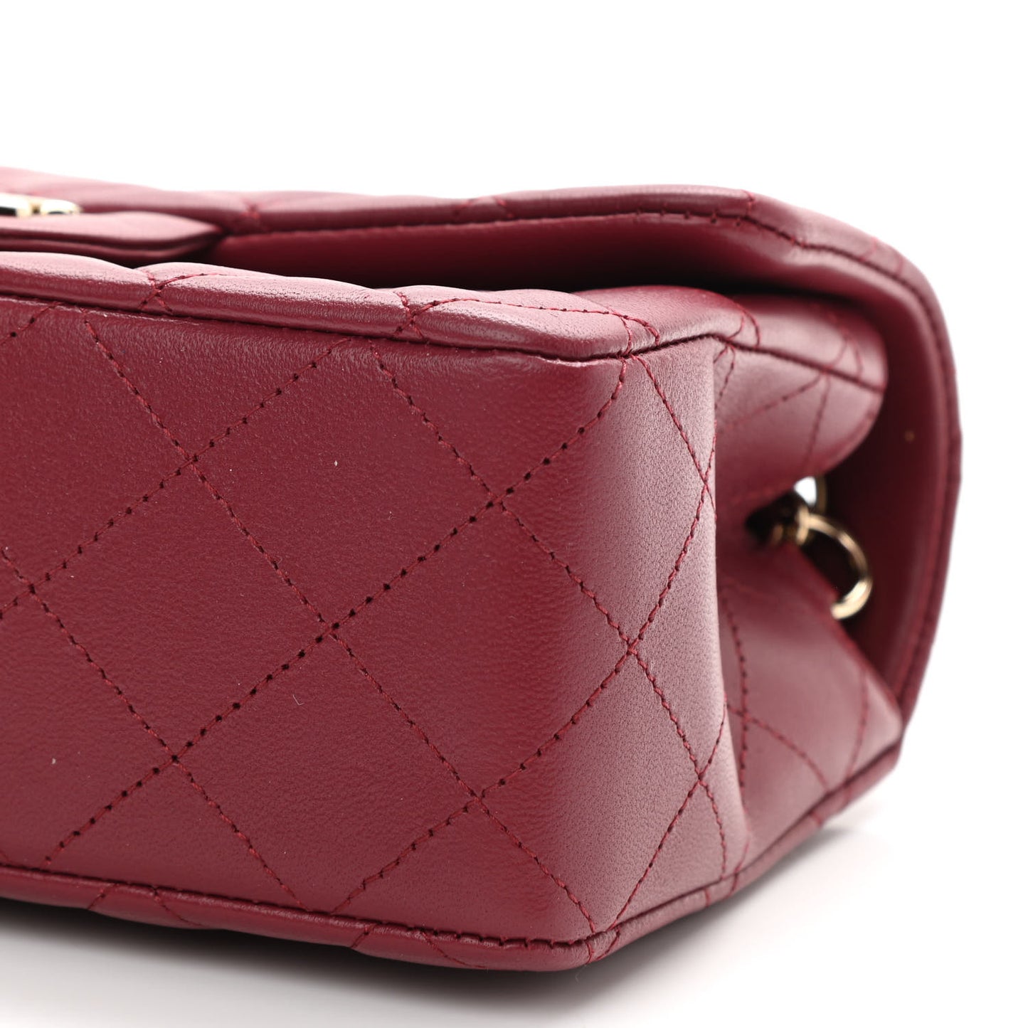 Lambskin Quilted Mini Rectangular Flap Burgundy