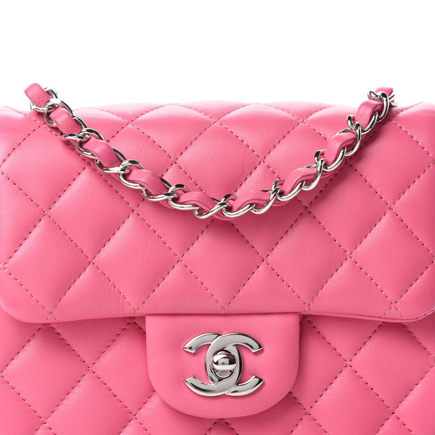 Lambskin Quilted Mini Square Flap Pink
