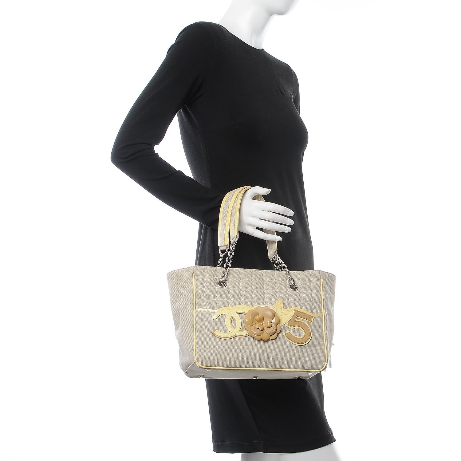 Chanel Canvas Camellia N°5 Tote Beige 3 of 21