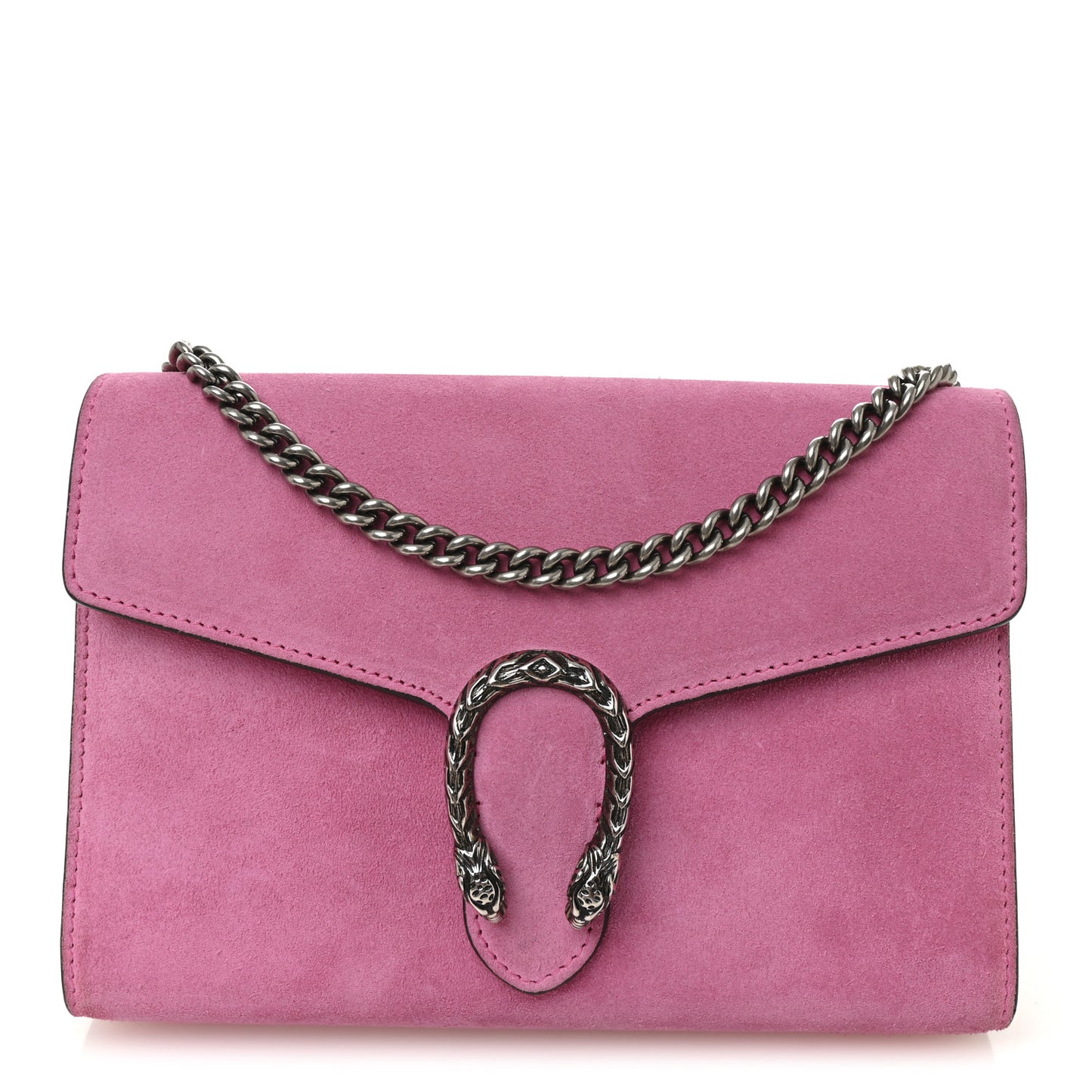 Suede Mini Dionysus Chain Wallet Pink Tropical Flower