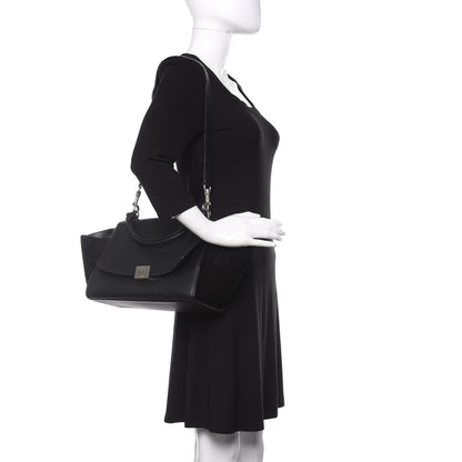 Celine Drummed Calfskin Suede Small Trapeze Black 2 of 13