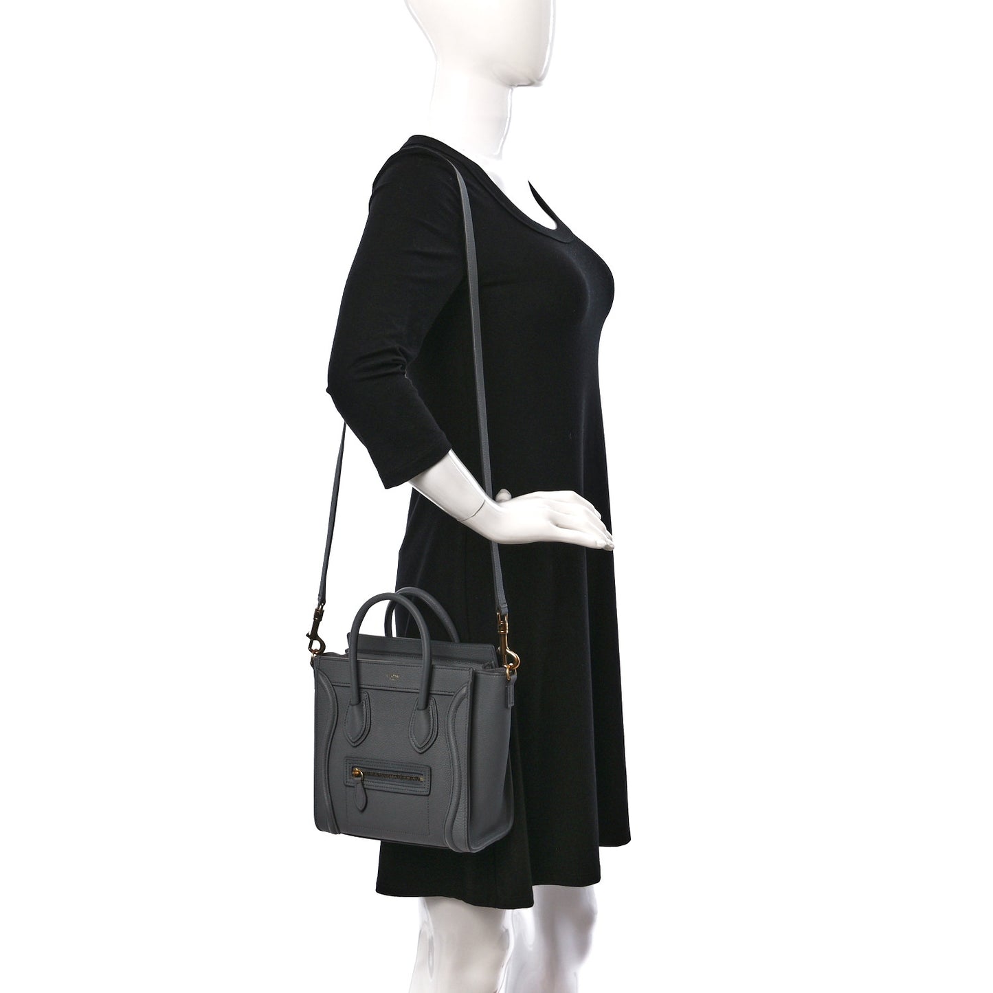 Baby Drummed Calfskin Nano Luggage Kohl