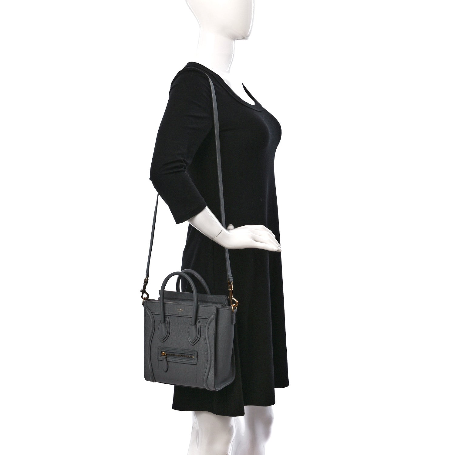 Celine Baby Drummed Calfskin Nano Luggage Kohl 2 of 11