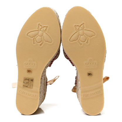 Gucci Monogram Matelasse GG Marmont Ankle Wrap Platform 35/120mm Espadrille Wedges 36 Beige Ebony New Cherry Red Sand Storm 7 of 12