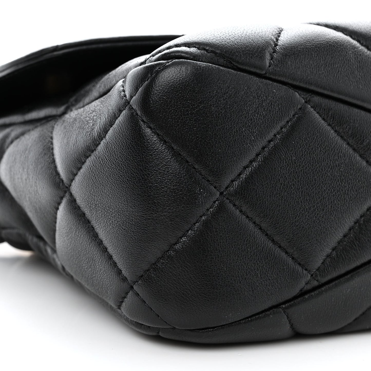 Lambskin Quilted Top Handle Flap Black