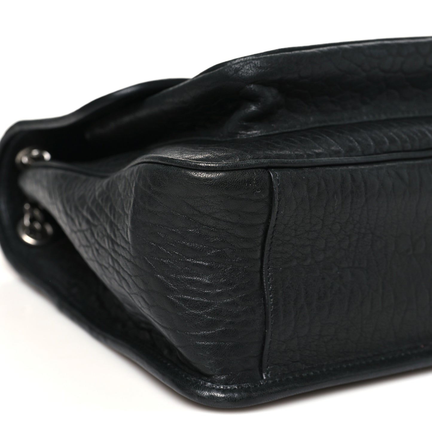 Grained Lambskin Monogram Large Niki Chain Satchel Black