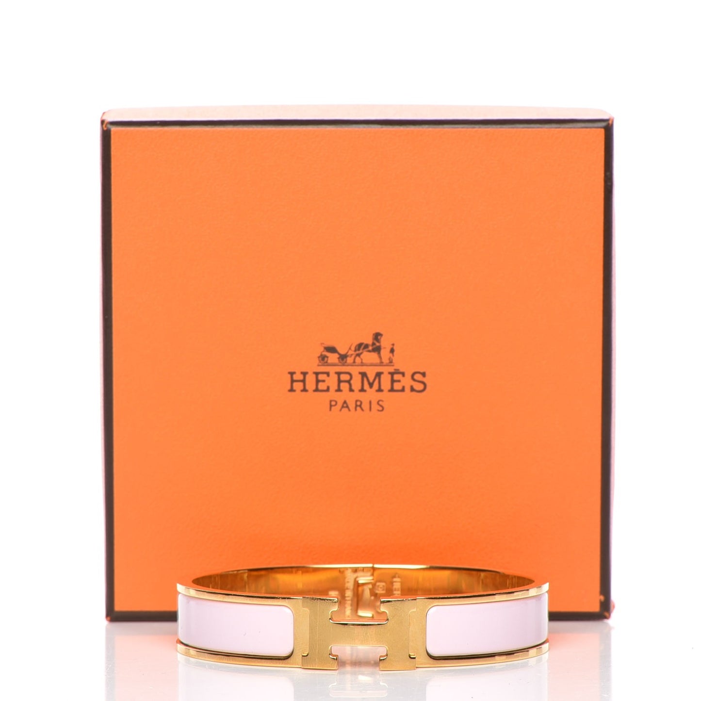 Enamel Narrow Clic Clac H Bracelet GM Rose Dragee
