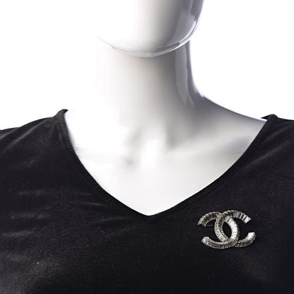 Chanel Baguette Crystal CC Brooch Silver 2 of 4
